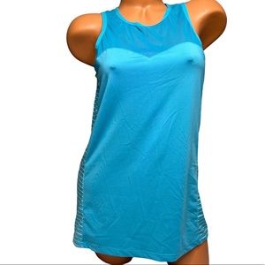 Tema Athletics Tank Top Womens Light Blue White Striped Sleeveless Pullover Sz M